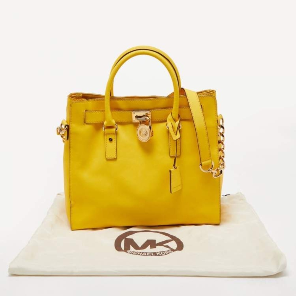 MICHAEL Michael Kors Yellow Saffiano Leather Hamilton North South